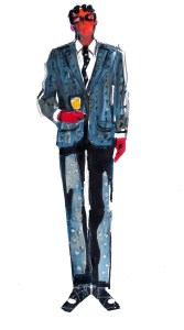Louis Vuitton: Monogram trunkstripes pocket jacket in LVSE regular DNA poplin shirt and monogram crazy denim pants.