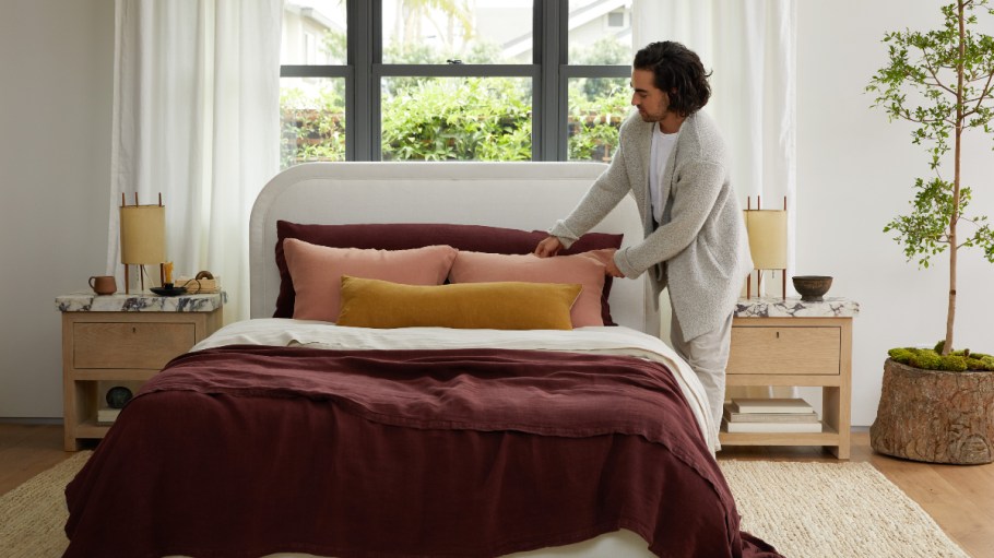 Interior designer Jake Arnold collaborated with Parachute on a home textiles collection.