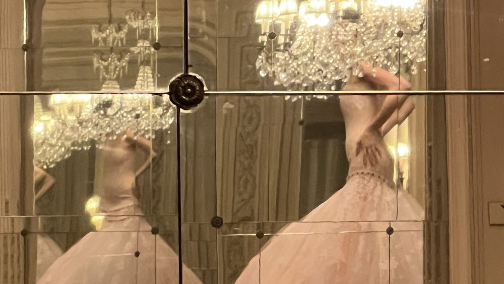 pink dress from the Frolov collection.