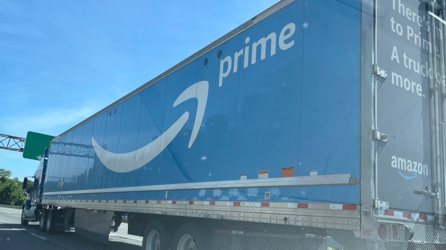 An Amazon Truck is seen on Route 287 near Elmsford, N.Y.