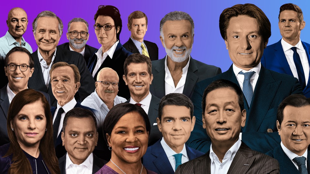 Bottom row, from left: Debra Perelman, Tarang Amin, Rosalind Brewer, Jérôme Lambert, Masahiko Uotani, Kazutoshi Kobayashi. Middle row, from left: Nicolas Hieronimus, Bernard Arnault, Andrew Meslow, Alex Gorsky. Top row, from left: Alan Jope, Fabrizio Freda, Carsten Knöbel, Sue Nabi, David Taylor, Jean Madar, Axel Dumas, Ryan Napierski.