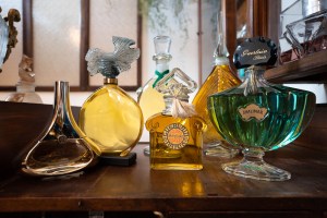 A rare Shalimar factice filled with green liquid - just one of approximately 3,000 factices in Gupta’s collection.