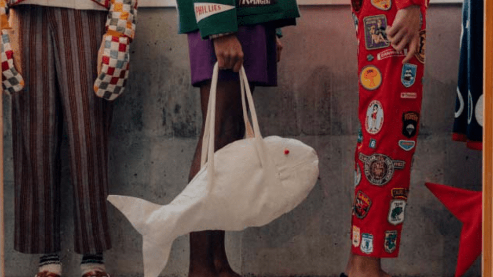 Rainbow patchwork, fishbone bags and red patched suiting populate Farfetch's conscious offerings online.