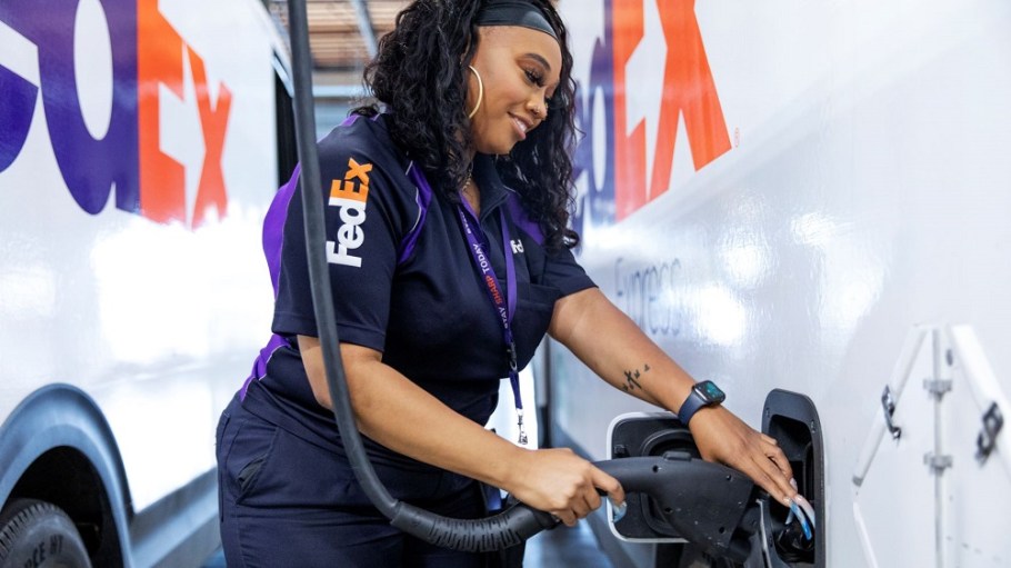 FedEx Corp. announced it received its first 150 electric delivery vehicles from BrightDrop, the technology startup from General Motors.