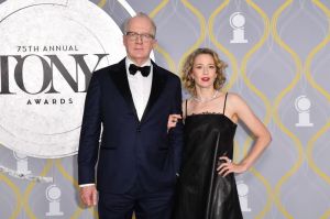 US playwright Tracy Letts and wife actress Carrie Coon attend the 75th annual Tony awards at Radio City Music Hall on June 12, 2022 in New York city. (Photo by ANGELA  WEISS / AFP) (Photo by ANGELA  WEISS/AFP via Getty Images)