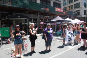 Moms offering free hugs at NYC Pride.