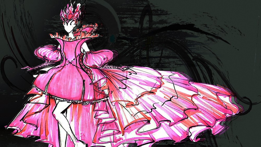 Lisha Zhang's Queen Elizabeth-inspired design for Vanity Milan at the Party at the Palace on June 4.