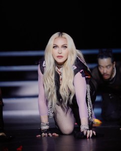 MADONNA Performing at the Sandbox pride Nyc show. 23 Jun 2022 Pictured: Madonna. Photo credit: SteveSands/NewYorkNewswire/MEGA TheMegaAgency.com +1 888 505 6342 (Mega Agency TagID: MEGA871530_038.jpg) [Photo via Mega Agency]