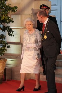 Queen Elizabeth II and guests arrive at the Royal Academy of Arts Diamond Jubilee Celebration in London on May 23, 2012.