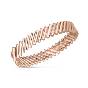 From the Domino collection, 18K Rose Gold Diamond Bangle: $9,900