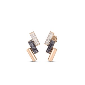 From the Domino collection, 18K Rose Gold Domino Earrings w/ Black and White Diamonds: $11,800