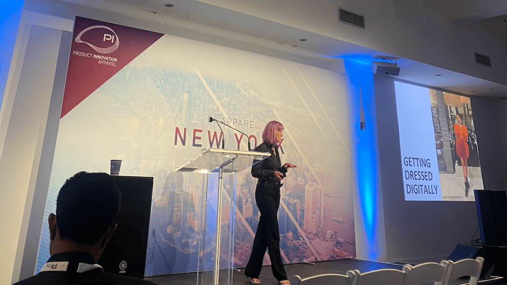 Clare Tattersal, founder, Digital Fashion Week NYC in a talk at day two of the PI Apparel event in Manhattan on Wednesday.