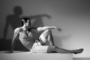 A look from Thom Browne swimwear.