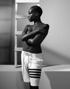 A look from Thom Browne swimwear.