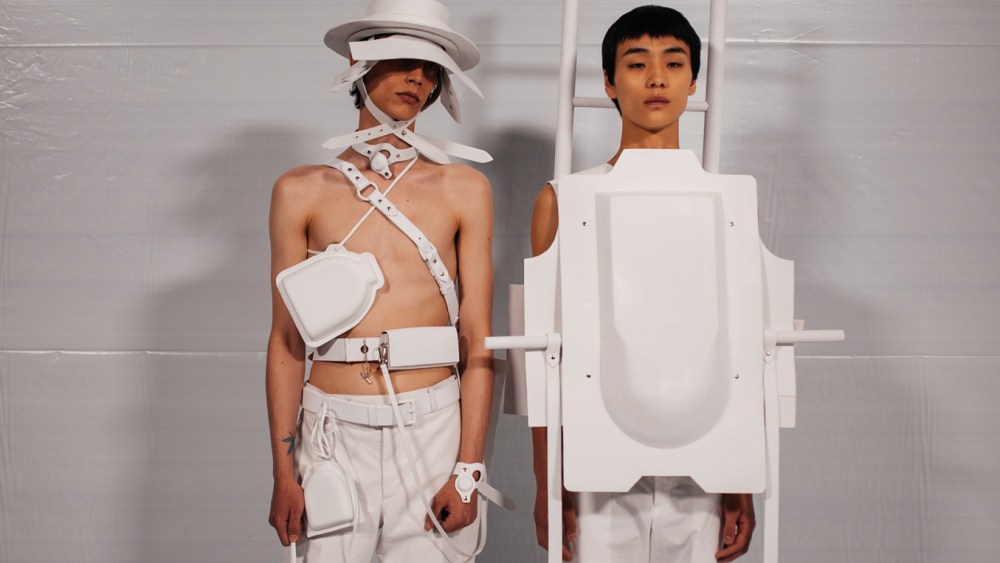 Backstage at Craig Green men's spring 2023.