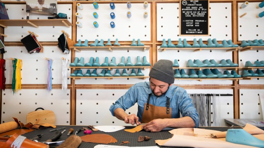ComunityMade manufactures footwear at its Downtown, LA facilty.