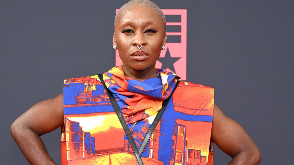 Cynthia Erivo in louis vuitton dress at the 2022 BET Awards held at the,Microsoft Theater on June 26, 2022 in Los Angeles, California.