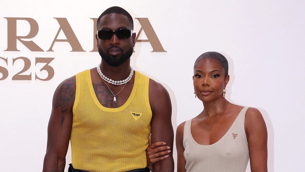 MILAN, ITALY - JUNE 19: Dwyane Wade and Gabrielle Union attend Prada Spring/Summer 2023 Menswear Fashion Show on June 19, 2022 in Milan, Italy. (Photo by Vittorio Zunino Celotto/Getty Images for Prada)