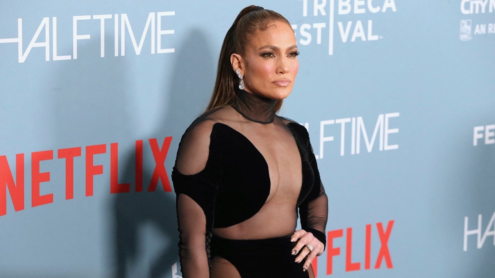 Jennifer Lopez attends the opening night of the Tribeca Film Festival with premiere of Halftime on Netflix at the United Palace in New York, NY on June 8, 2022. Photo by Charles Guerin/Abaca/Sipa USA(Sipa via AP Images)