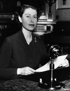 Queen Elizabeth II of England makes her first Christmas broadcast to the nation. (Photo by © Hulton-Deutsch Collection/CORBIS/Corbis via Getty Images)