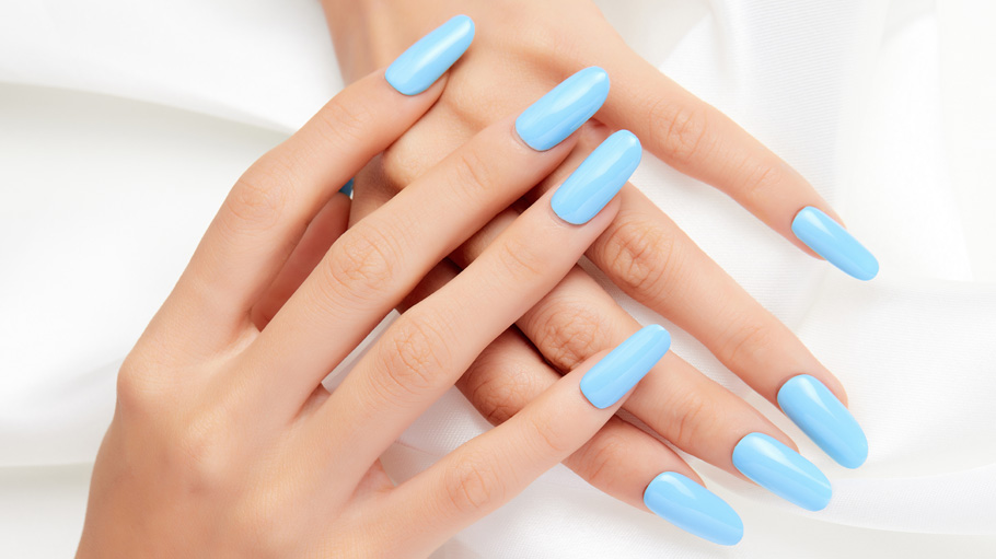 light blue and sky blue nail polish tiktok trend
