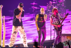 Bear and Machine Gun Kelly performs onstage during Machine Gun Kelly: "Mainstream Sellout Tour" at the Kia Forum on July 13, 2022 in Inglewood, California.