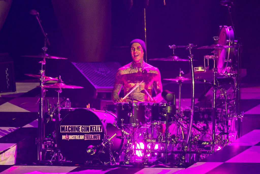 Travis Barker performs onstage during Machine Gun Kelly: "Mainstream Sellout Tour" at the Kia Forum on July 13, 2022 in Inglewood, California.