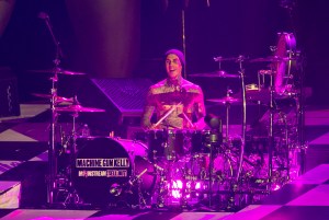 Travis Barker performs onstage during Machine Gun Kelly: "Mainstream Sellout Tour" at the Kia Forum on July 13, 2022 in Inglewood, California.