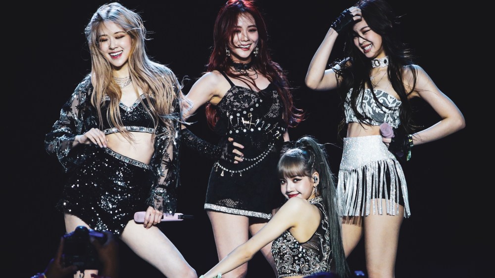 INDIO, CALIFORNIA - APRIL 19: (EDITORS NOTE: Image has been processed using digital filters.)  Blackpink perform at Sahara Tent during the 2019 Coachella Valley Music And Arts Festival on April 19, 2019 in Indio, California. (Photo by Rich Fury/Getty Images for Coachella)