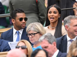 LONDON, ENGLAND - JUNE 30: Russell Wilson and Ciara attend Day Four of the Wimbledon Tennis Championships at the All England Lawn Tennis and Croquet Club on June 30, 2022 in London, England. (Photo by Karwai Tang/WireImage)
