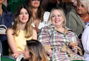 LONDON, ENGLAND - JULY 03: (L-R) Daisy Edgar-Jones and Nicola Coughlan attend Day 7 of the Wimbledon Tennis Championships at the All England Lawn Tennis and Croquet Club on July 03, 2022 in London, England. (Photo by Karwai Tang/WireImage)