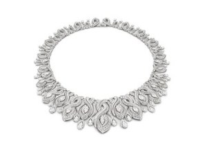 Bulgari’s Garden of Wonders High Jewelry necklace in white gold with marquise diamonds, fancy shape diamonds and pavé-set diamonds.