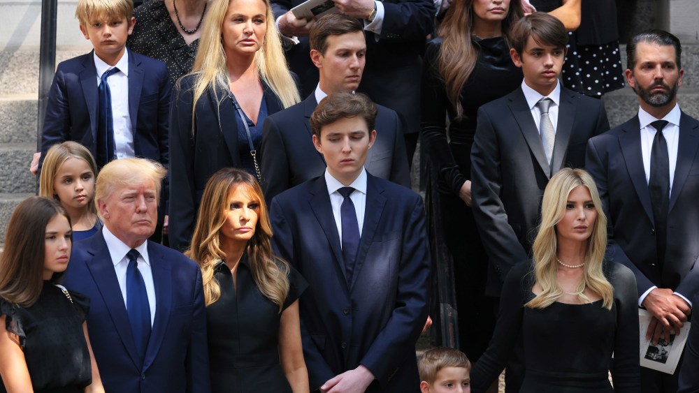 President Donald Trump and his wife Melania Trump along with their son Barron Trump and Ivanka Trump and their children.