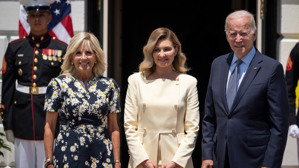 U.S. first lady Jill Biden, first lady of Ukraine Olena Zelenska and U.S. President Joe Biden.