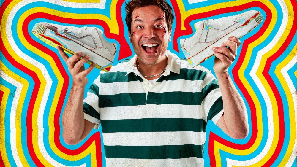MSCHF and Jimmy Fallon collaborated on the Gobstomper a sneaker that owners can wear away on purpose to reveal colorful layers underneath, similar to a gobstopper.