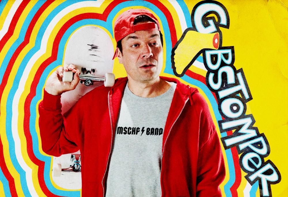 MSCHF and Jimmy Fallon collaborated on the Gobstomper a sneaker that owners can wear away on purpose to reveal colorful layers underneath, similar to a gobstopper.