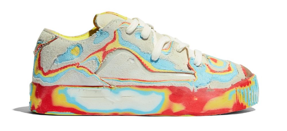 MSCHF and Jimmy Fallon collaborated on the Gobstomper a sneaker that owners can wear away on purpose to reveal colorful layers underneath, similar to a gobstopper.
