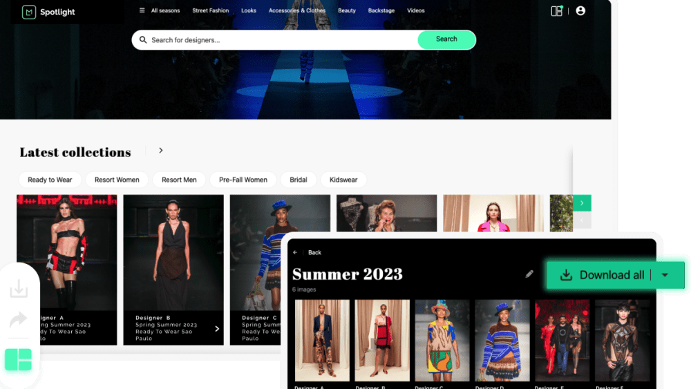 The landing page of Launchmetrics' new photo and video content licensing platform Spotlight.
