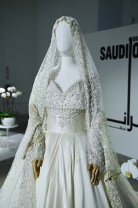 A piece displayed at the “Saudi 100 Brands Fashion Exhibition” showing in Manhattan’s  Iron23.