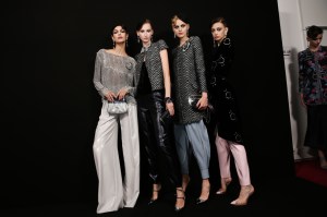 Backstage at Giorgio Armani Privé Fall 2022