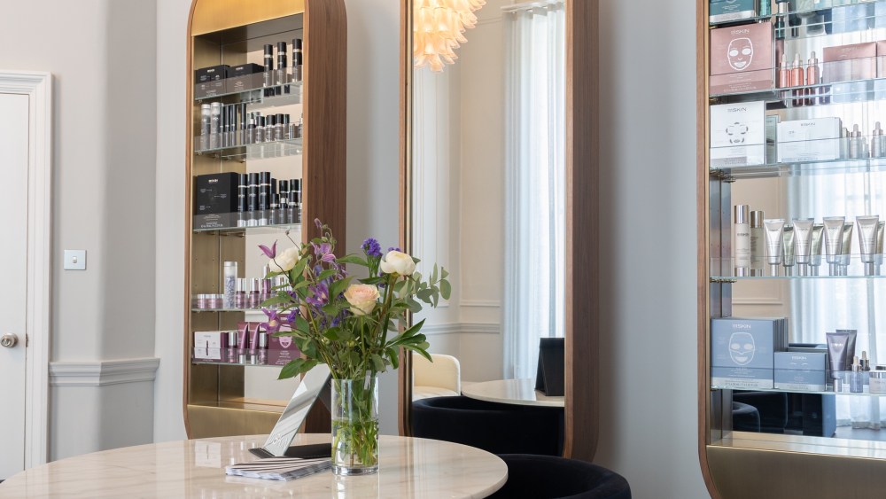 Shelving in 111Skin treatment suite.