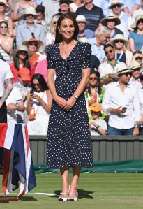 LONDON, ENGLAND - JULY 10: Catherine, Duchess of Cambridge attends the Men's Singles Final at All England Lawn Tennis and Croquet Club on July 10, 2022 in London, England. (Photo by Karwai Tang/WireImage)