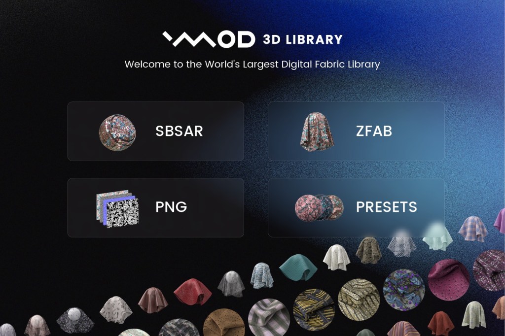 The VMOD 3D Library is the largest digital fashion fabric library with thousands of hyper-realistic, customizable 3D materials created from real life fabric twins.