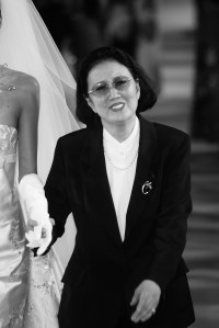 Designer Hanae Mori on the runway at her Fall 2004 show in Paris.
