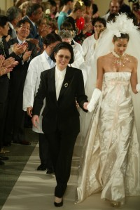 Designer Hanae Mori on the runway at her Fall 2004 show in Paris.