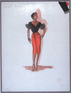 Carmen Jones costume design (Carmen, Change #1), Costume design Mary Ann Nyberg, c. 1954.