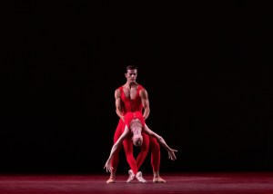 New York City Ballet – Emilie Gerrity and Davide Riccardo in Red Angels by Ulysses Dove. BAAND Together Dance Festival, Lincoln Center, Summer in the City Series. Tuesday, August 9, 2022. Credit Photo: Erin Baiano