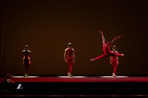 New York City Ballet – Davide Riccardo, foreground, with from left, Ashley Hod, Peter Walker and Emilie Gerrity in Red Angels by Ulysses Dove. BAAND Together Dance Festival, Lincoln Center, Summer in the City Series. Tuesday, August 9, 2022. Credit Photo: Erin Baiano