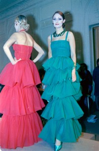A model walks the runway in the Christian Dior Spring 1973 Couture Fashion Show at 30 Avenue Montaigne on January 22, 1973, in Paris, France. The collection was designed by Marc Bohan.
