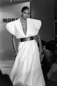 Model Gloria Burgess in the Hanae Mori Spring 1984 show.